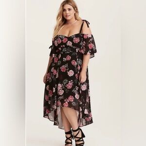 Torrid Black Floral High Low Dress